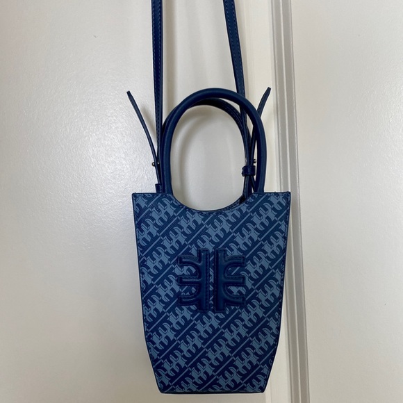 JW PEI Fei Dark Blue Monogram Logo Phone Bag Crossbody Purse Minibag | Navy - Picture 5 of 15